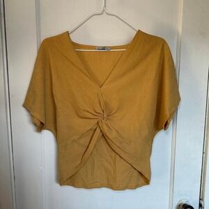 Zara Mustard Knot Front Top